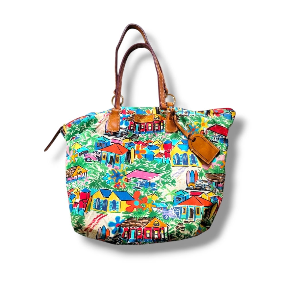 ✨️HP✨️Dooney & Bourke | Large Colorful "Sandbar" Tropical Vacation Tulip Tote - Picture 4 of 16
